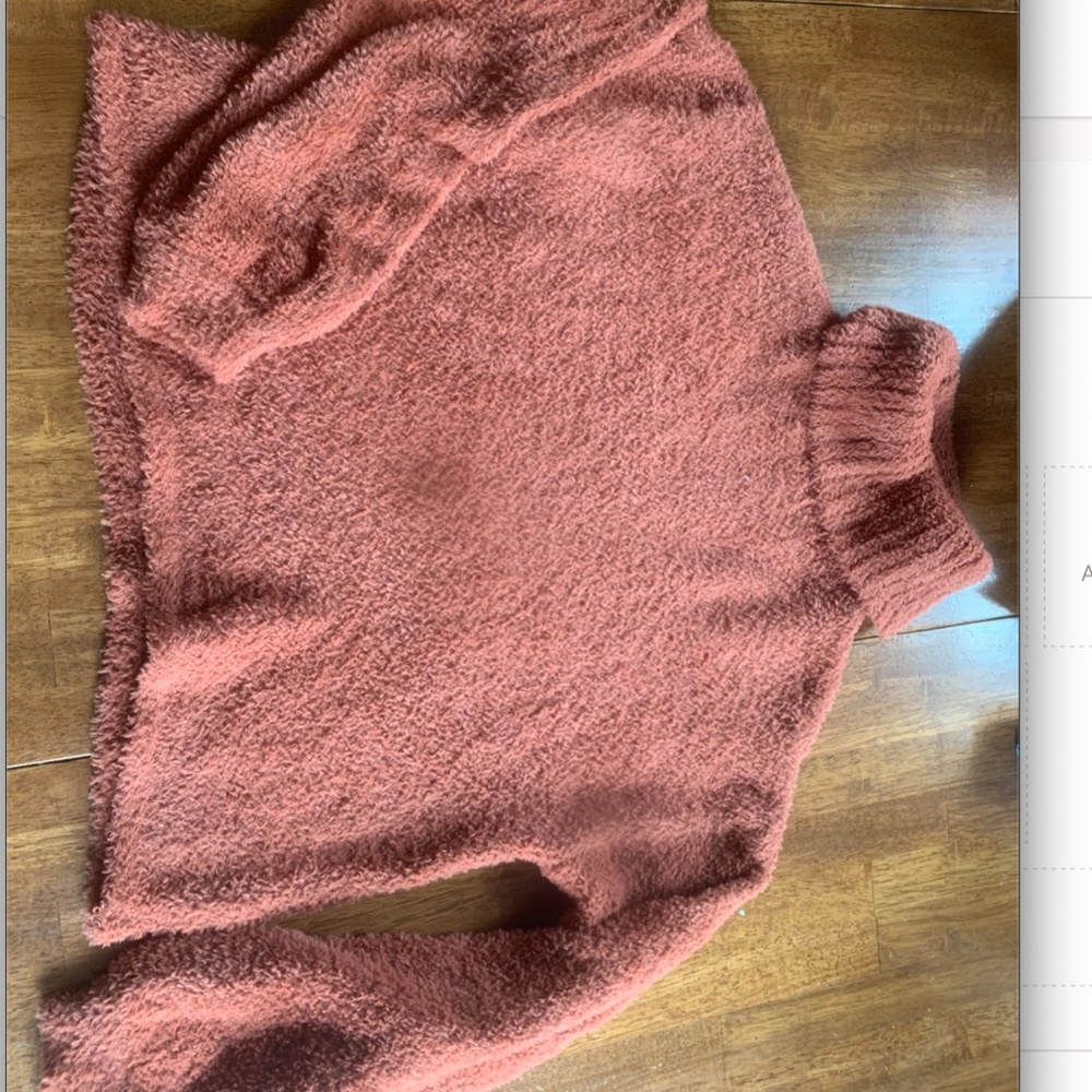 Peach Cropped Turtle Neck Sweater